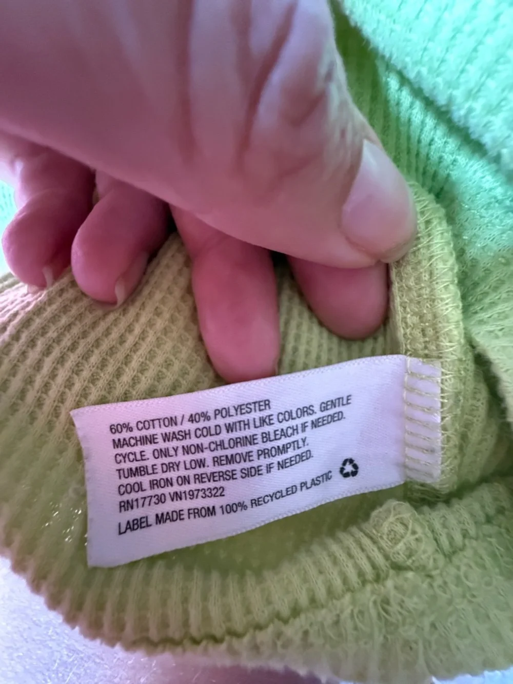 wild fable Lime Green Waffle-Knit V-Notch Long Sleeve Top - Picture 8 of 8